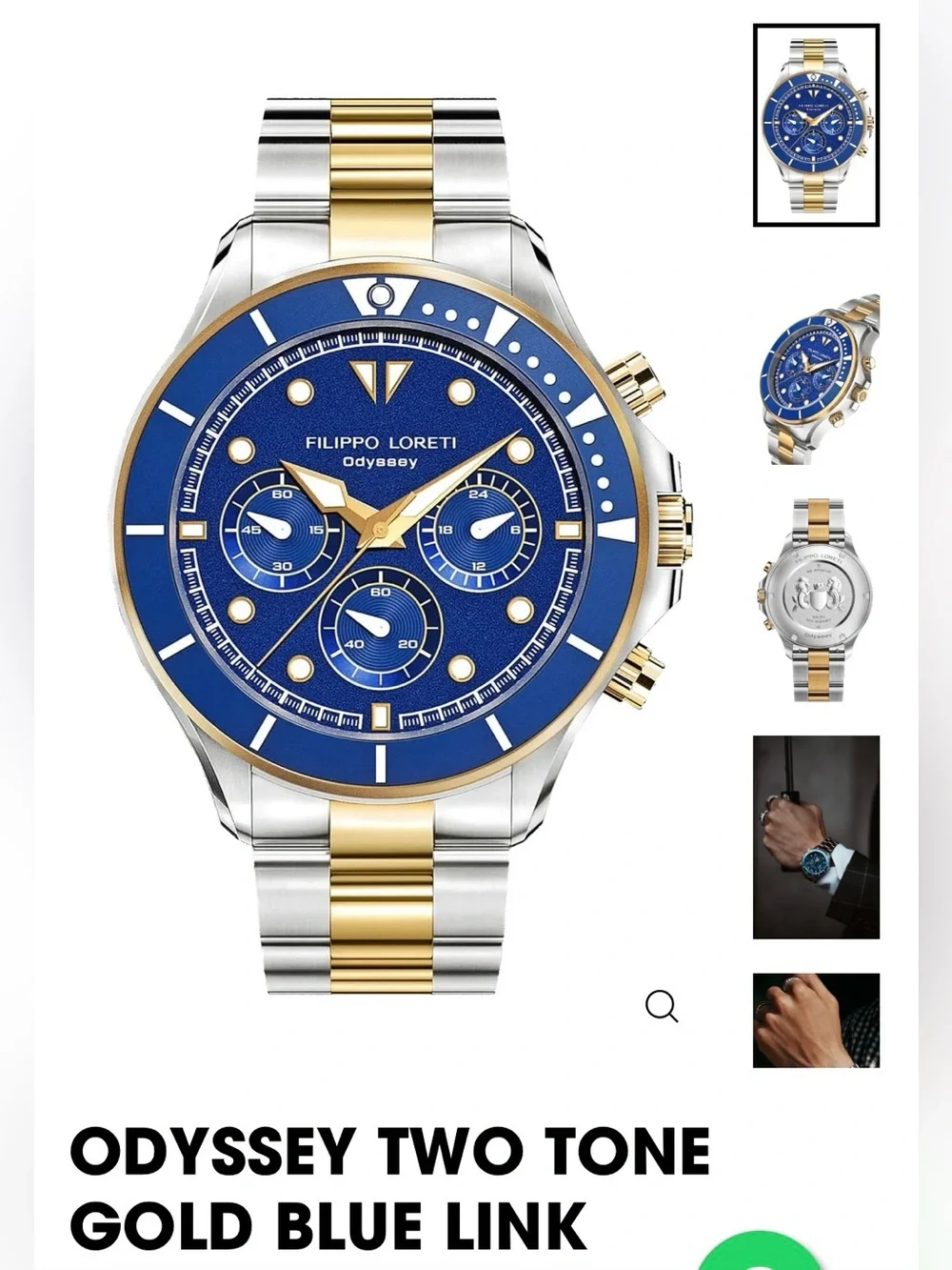 Filippo Loreti Odyssey Two Tone Gold Blue Watch